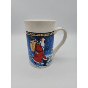 Royal Northfolk Vintage Santa Walking in Snow Christmas Tall Coffee Mug NEW
